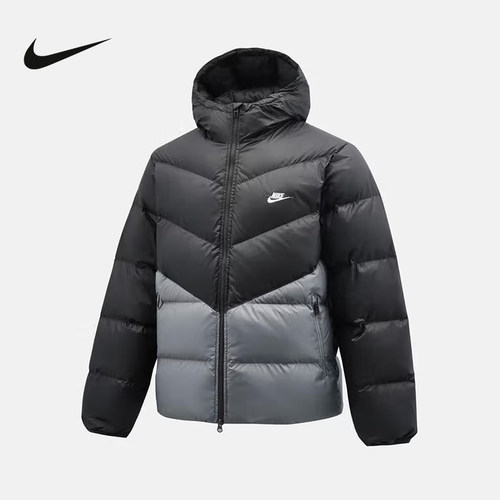 NIKE耐克羽绒服男2025冬新款宽松保暖拒水连帽夹克外套HQ7791-061