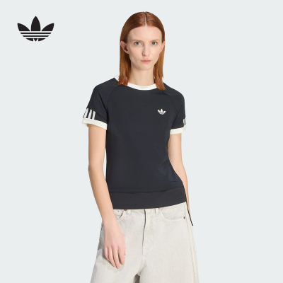 adidas阿迪达斯三叶草2026夏季女双层运动修身短袖圆领T恤 KW4528