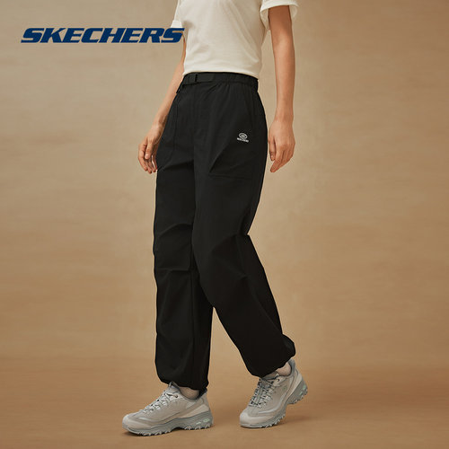Skechers斯凯奇女裤26夏新款女士宽松舒适百搭梭织长裤 L226W044