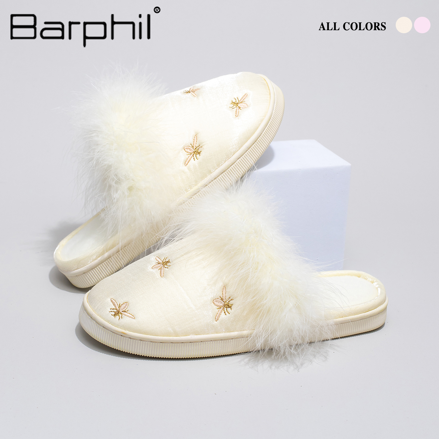 Barphil拖鞋女士室内家居2025秋冬新款棉拖鞋防滑保暖毛毛高级感