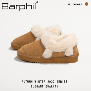 Barphil棉鞋女2023冬季新款加绒保暖外穿牛反绒皮雪地靴防滑女士