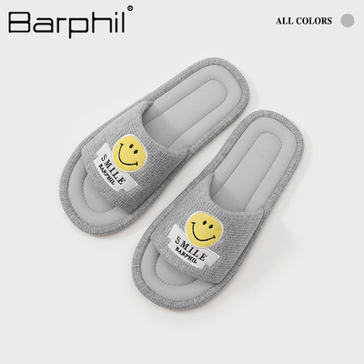 Barphil笑脸拖鞋家居室内2025春季防滑软底情侣款休闲凉拖半拖