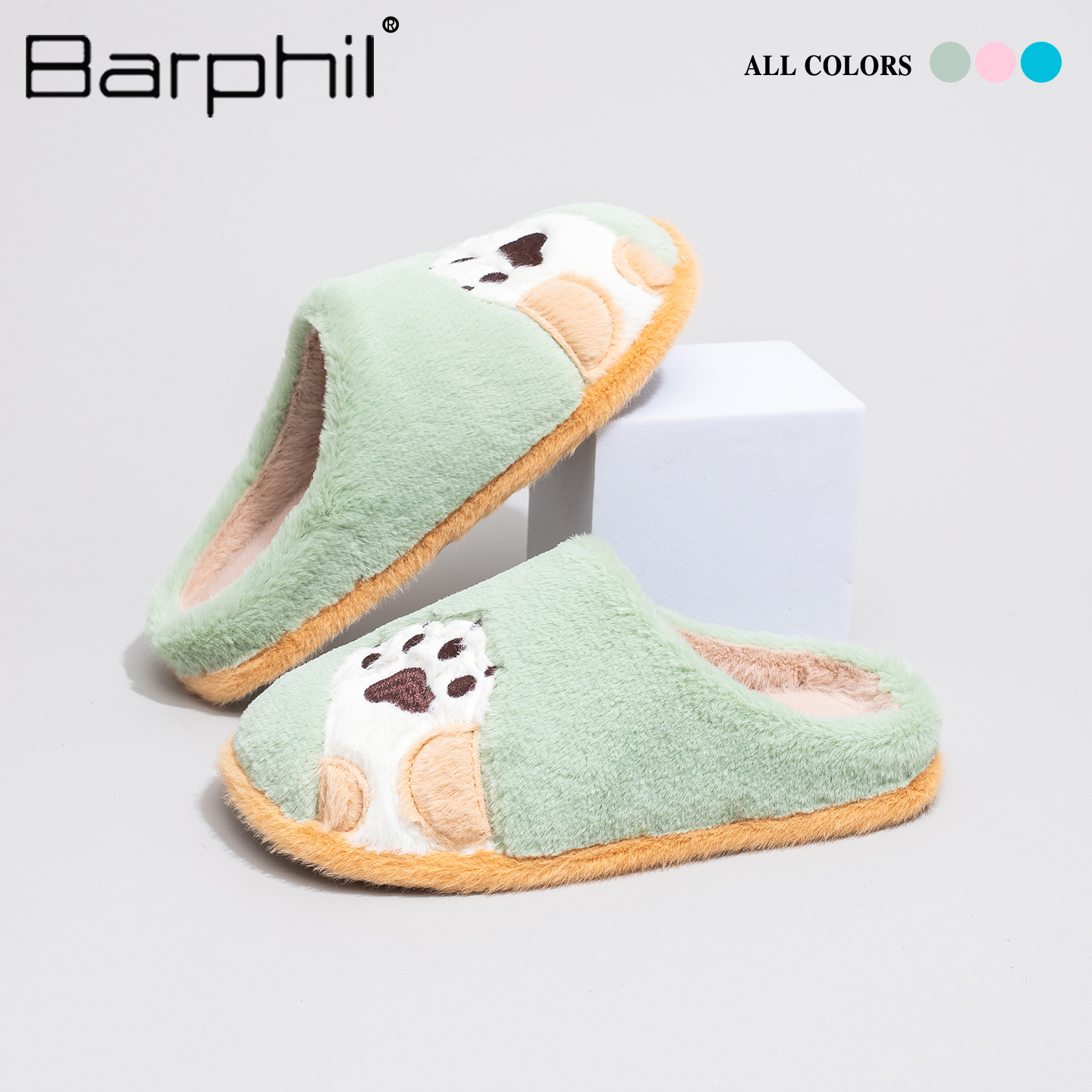 Barphil拖鞋女室内家居2025秋冬新款棉拖鞋防滑可爱卡通儿童童鞋
