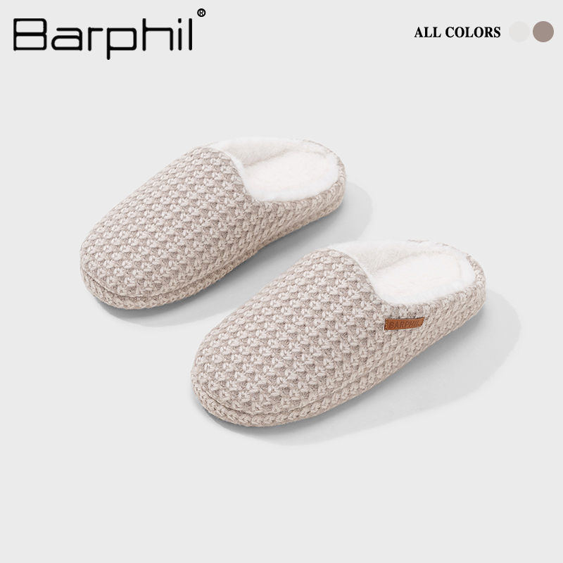 Barphil冬季室内乳胶拖鞋情侣款2025新款居家静音棉拖鞋家居一对