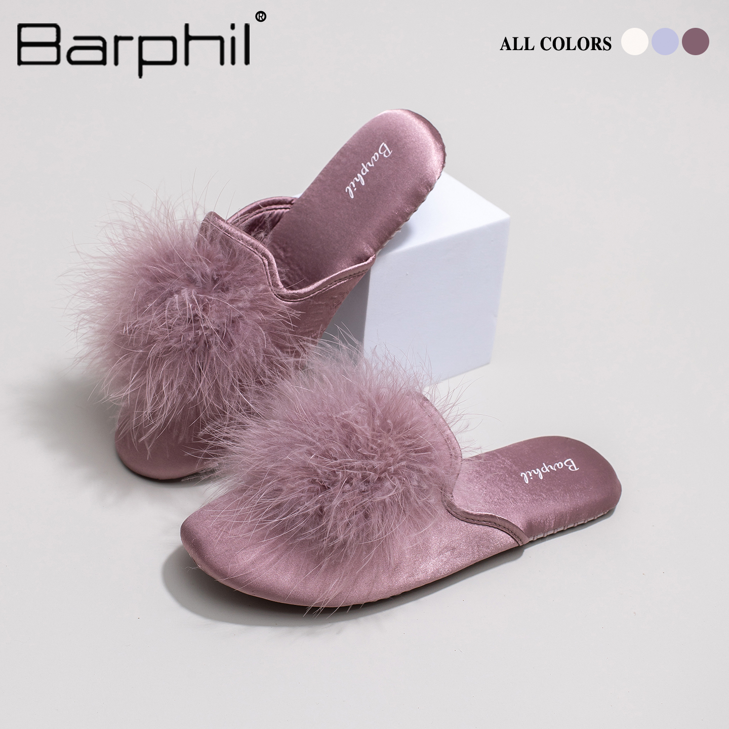 Barphil毛毛拖鞋女2025新款秋季室内家居防滑包头静音软底小香风