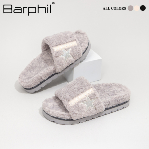 Barphil毛绒拖鞋2023秋冬新款厚底棉拖鞋女百搭软底可爱拖鞋外穿