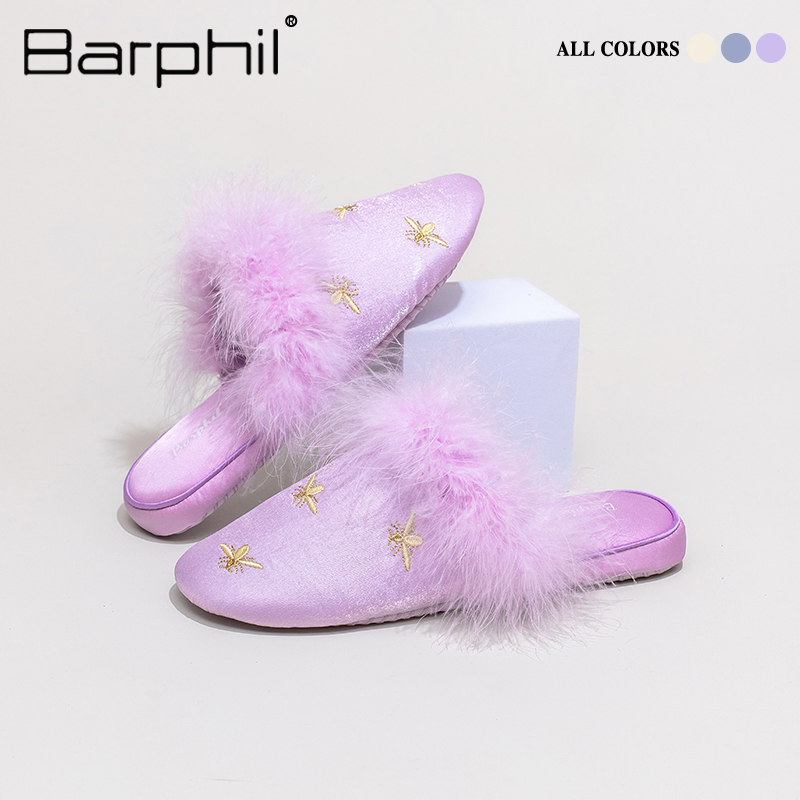 Barphil拖鞋女2025新款秋冬室内家居包头保暖静音棉拖甜美木地板