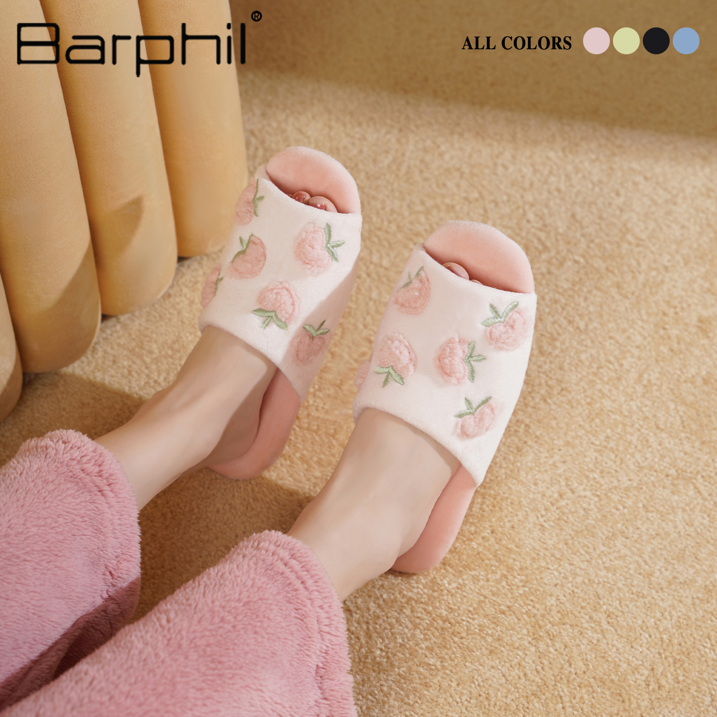 Barphil拖鞋女2025新款秋冬室内家居可爱毛绒棉拖鞋软底静音甜美