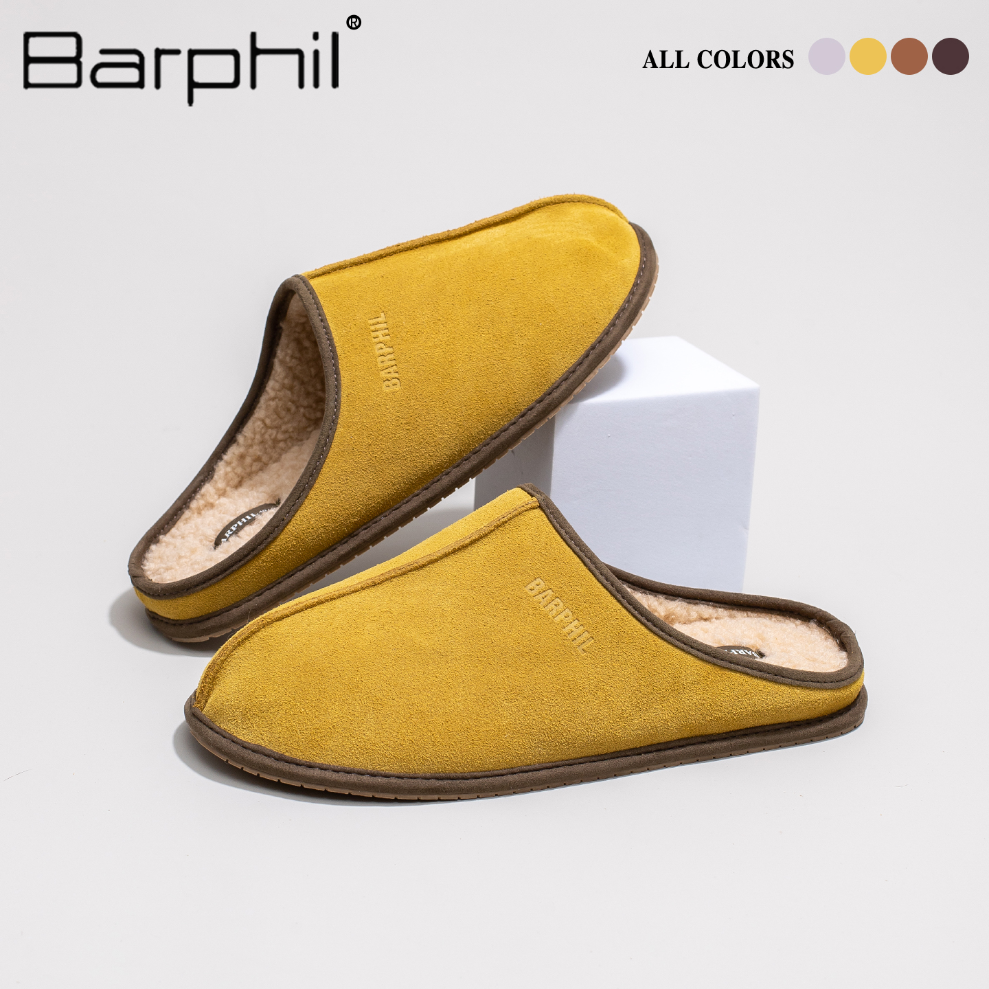 Barphil拖鞋男士室内家居2025秋冬新款包头牛反绒棉拖鞋防滑保暖