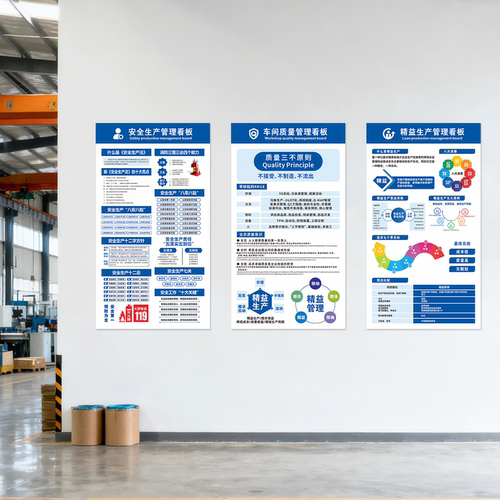 工厂车间生产管理看板竖向文化墙