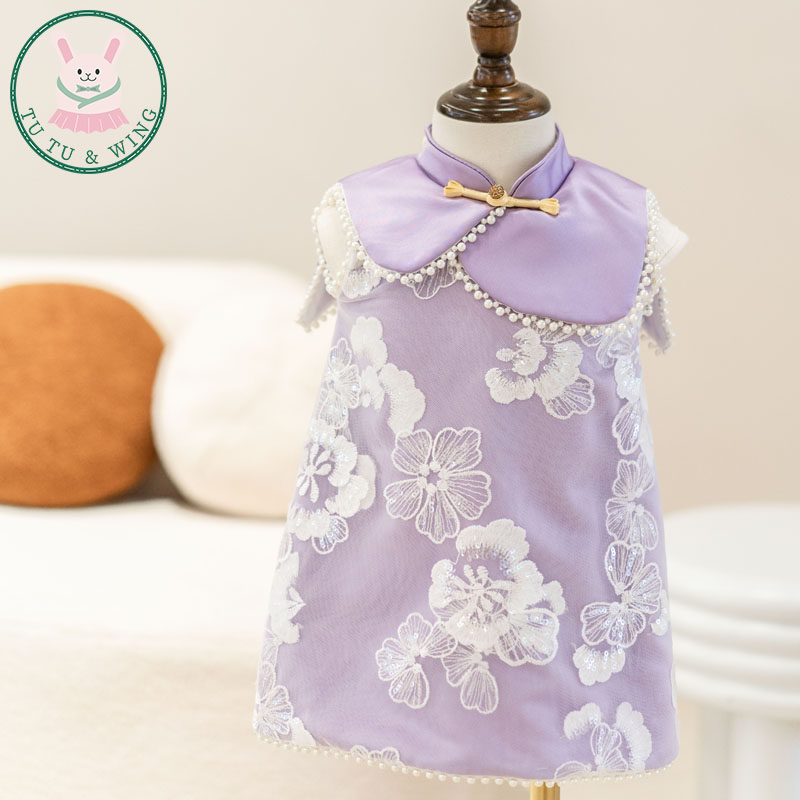 儿童旗袍女童周岁生日宴无袖