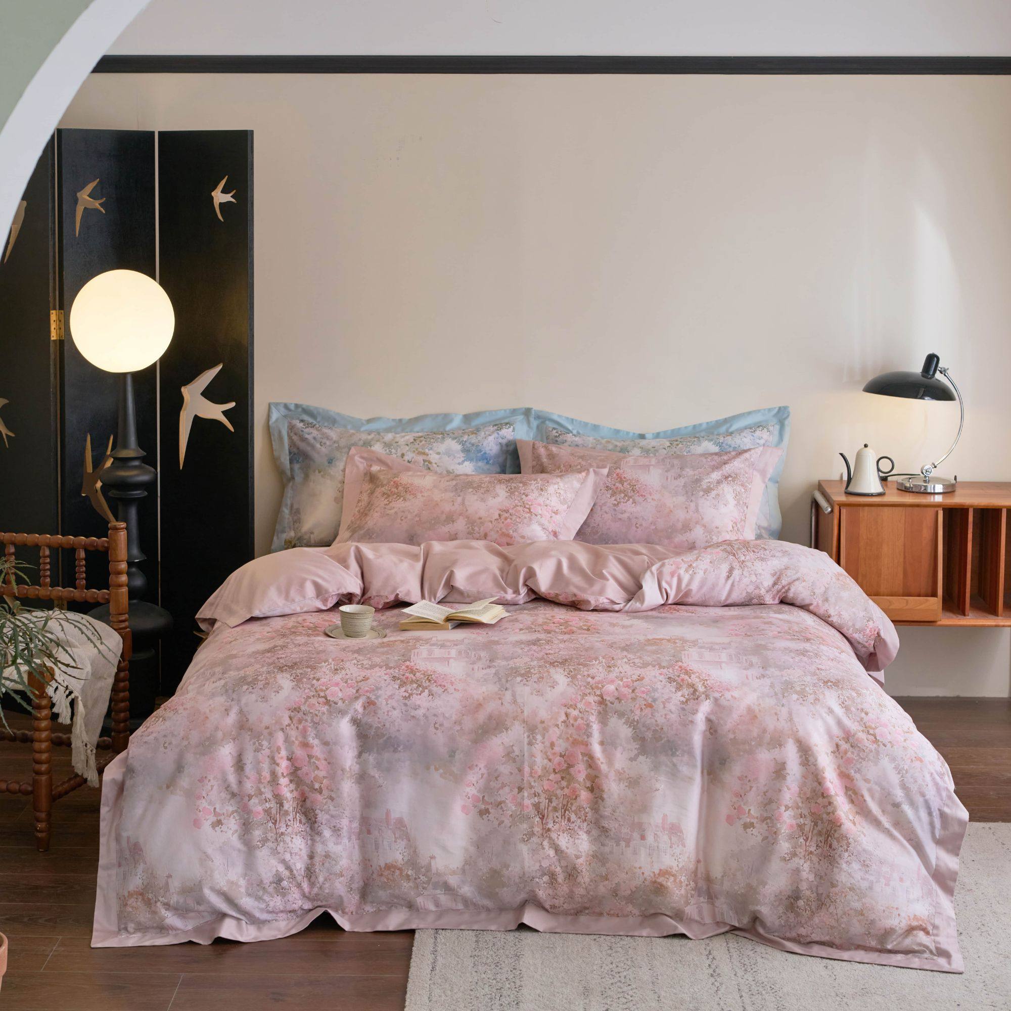 玛万生活100支新疆长绒棉花卉套装轻奢高级感纯棉四季通用四件套