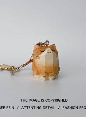 大团小圆无聊了送TA一对猫狗柴犬橘猫木雕手工可爱桌面小摆件生日