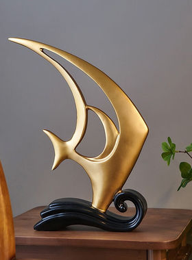 翻旧事轻奢高档鱼摆件书房办公室玄关酒柜简约风桌面摆件送长辈节