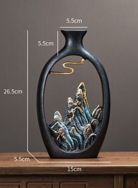 翻旧事新中式花瓶轻奢高档客厅桌面插花餐桌装饰办公室博古架摆件