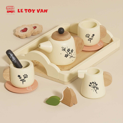 英国le toy van茶壶茶具套装过家家玩具厨房仿真儿童英式复古水壶