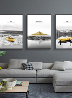 现代轻奢北欧灰白客厅装饰画沙发背景墙挂画玄关卧室挂画书房壁画