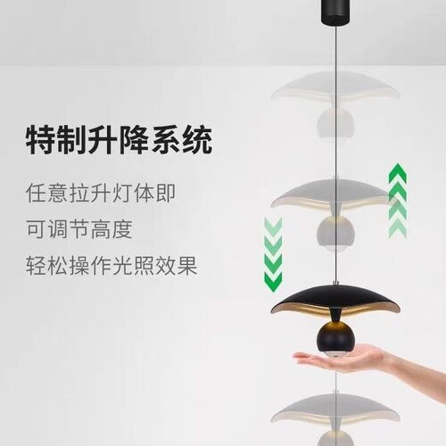 极简自由升降小吊灯卧室床头漫反射柔光高显指护眼灯升降m