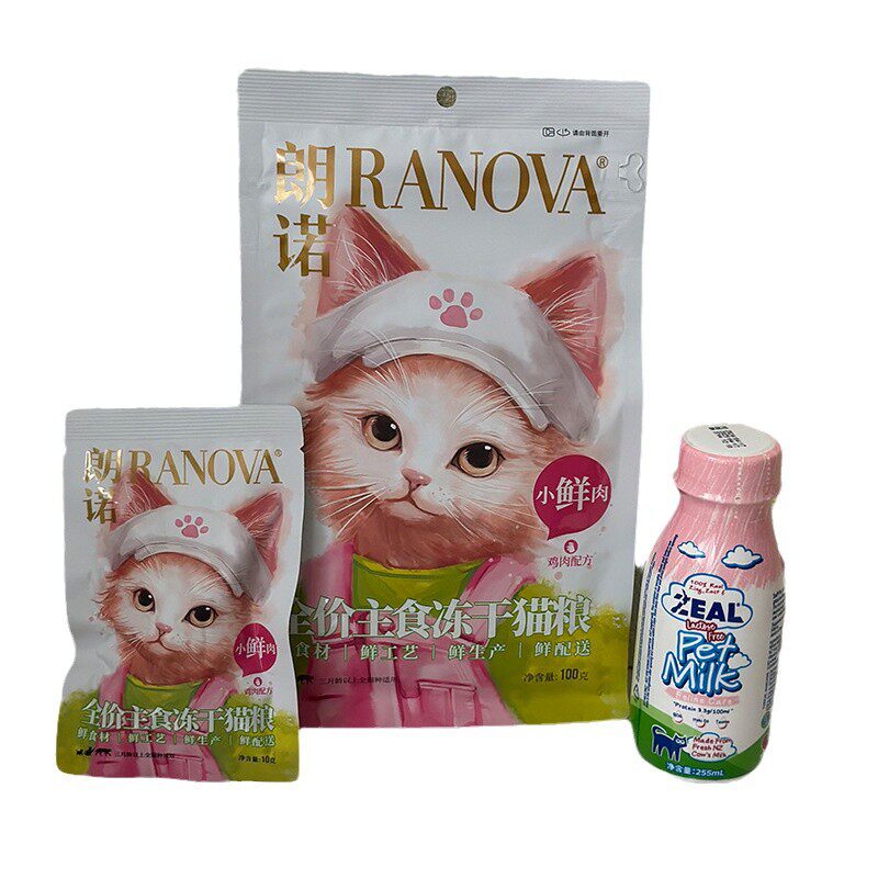 朗诺新品猫主粮全价主食冻干小鲜肉鸡肉配方 +zeal 猫牛奶