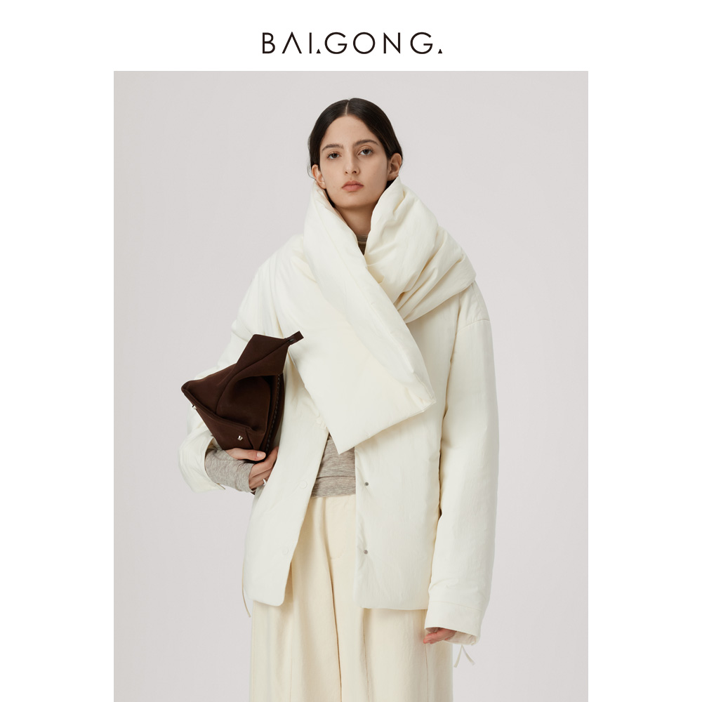 白弓通勤休闲宽松围巾棉服