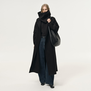 57085 新款 白弓極简row风设计感羊绒长款 毛呢大衣外套女2025年冬季