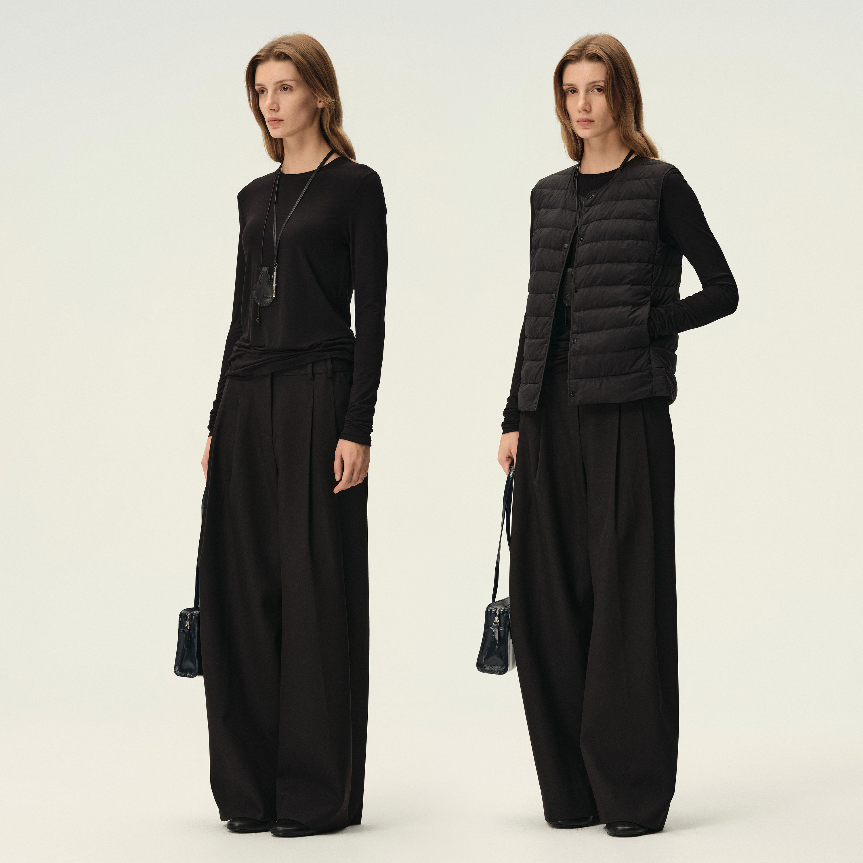 白弓经典基础款简约桑蚕丝长袖T恤女轻薄打底衫上衣2024秋季50878