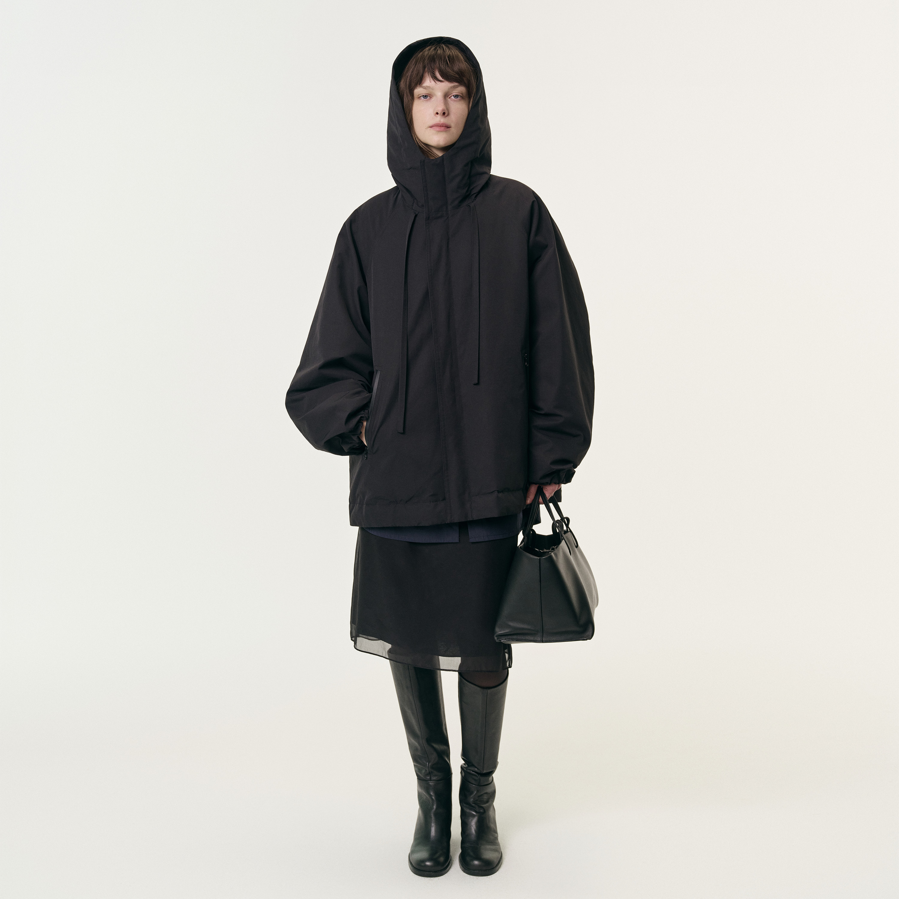 白弓90白鹅绒工装感连帽加厚保暖羽绒服外套女25冬季新款57508