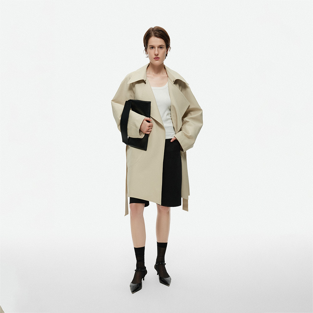 白弓通勤休闲感中长款风衣