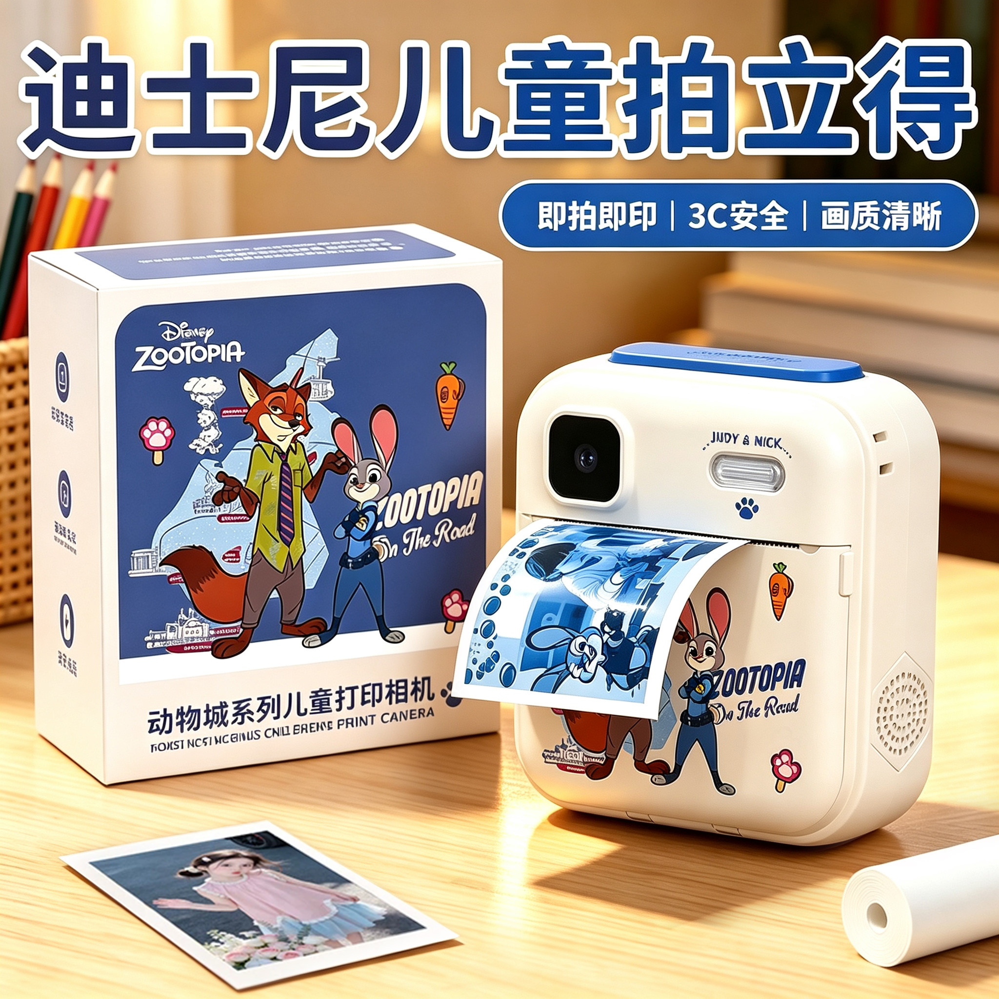 疯狂动物城联名款拍立得儿童相机