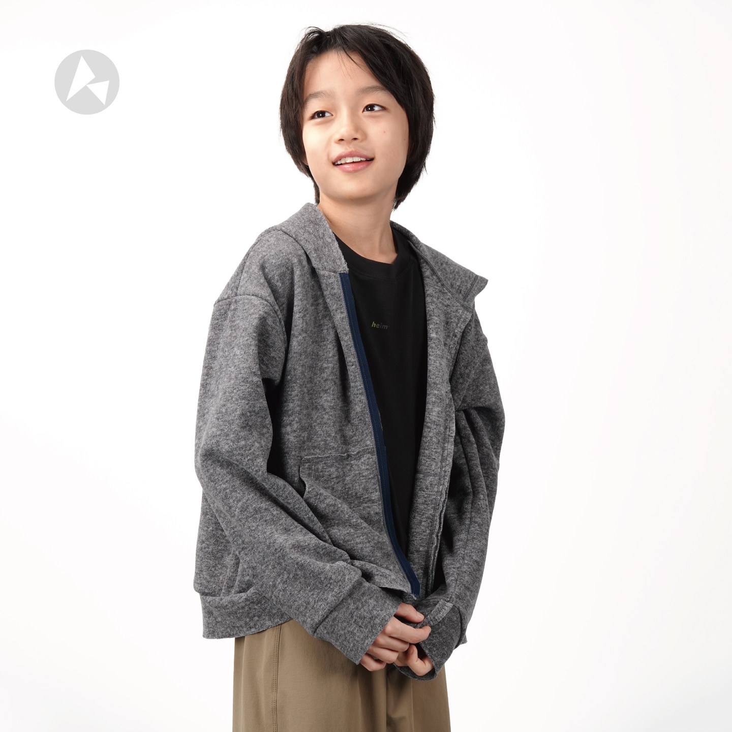 heim摇粒绒连帽外套秋冬新款保暖男女童成人可穿