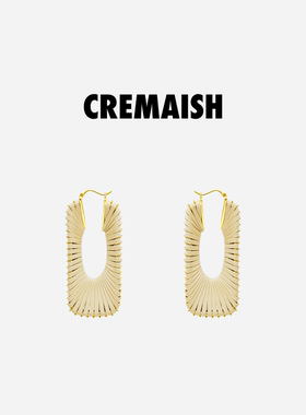 CREMAISH 长方体绕皮耳环 小众设计牛皮绳立体感小众气质百搭耳饰