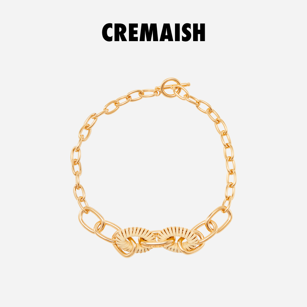 CREMAISH 椭圆鼓项链手链 牛皮缠绕轻奢原创设计百搭锁骨链女