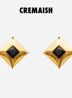 CREMAISH Louvre耳钉 轻奢高级感百搭铜镀18k金锆石耳饰