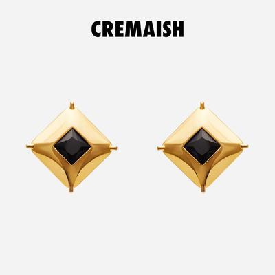 CREMAISH铜镀18k金锆Louvre耳钉