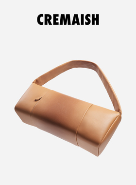 CREMAISH BAGUETTE 中号法棍包焦糖黄褐色头层牛皮革手提腋下包女