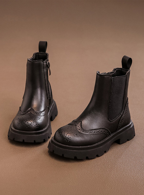 netx BOSANE女童马丁靴2025秋冬季新款儿童皮靴宝宝加绒二棉短靴