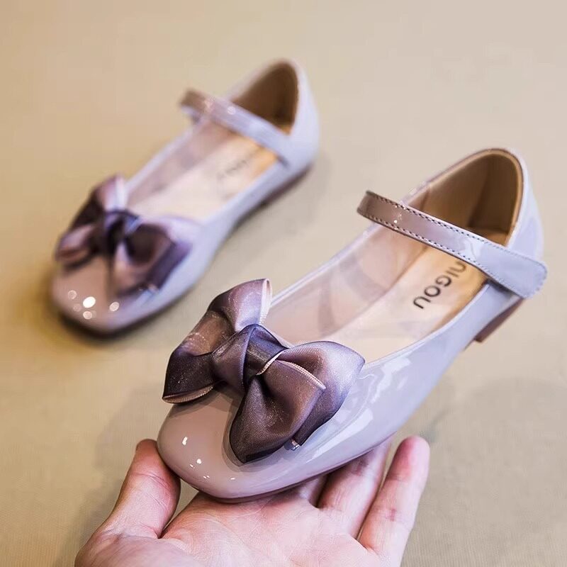 VTVK女童秋季新款平底浅口小皮鞋女孩软底黑色洋气儿童公主鞋单鞋