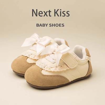 韩国Uamtor女宝宝公主鞋子秋季软底婴儿学步鞋2025新款蝴蝶结单鞋