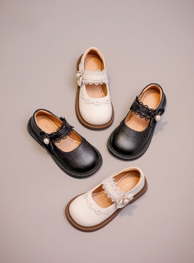 netx LONG女童鞋子儿童真皮公主小皮鞋2025春秋款季简约黑色单鞋