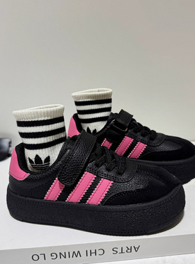 netx alice女童真皮德训鞋2025春秋儿童黑色休闲男童防滑运动鞋