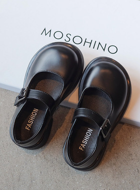 netx BOSANE女童皮鞋2025春秋新款公主鞋儿童英伦风黑色软底单鞋