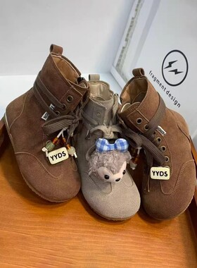 netx LONG今年流行新款秋冬款女童单靴韩系棕色中大童辣妹短靴子