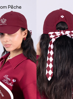 冲孔蝴蝶结棒球帽棒球帽子男女同款透气鸭舌帽网球帽子夏PomPeche