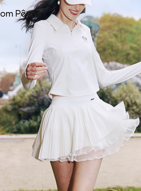 绝美华尔兹网球裙女带底裤羽毛球高尔夫运动百褶短裙新款PomPeche