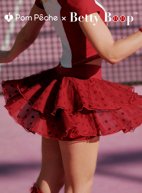 Betty Boop联名蛋糕裙小波点运动短裙跑步高尔夫网球裙女PomPeche