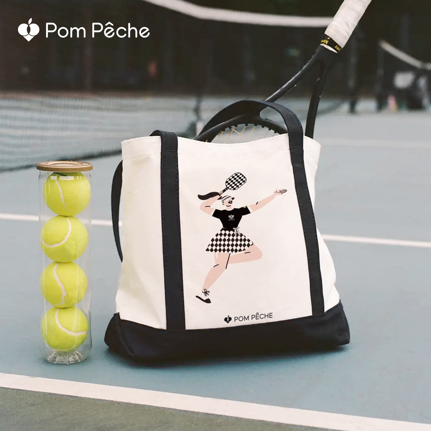 PomPeche彭派奇网球包定制PomGirl印花帆布包
