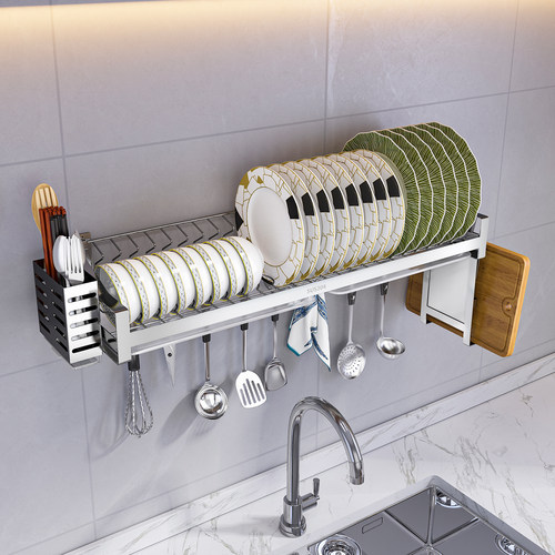 圣狮304不锈钢碗架沥水架壁挂式