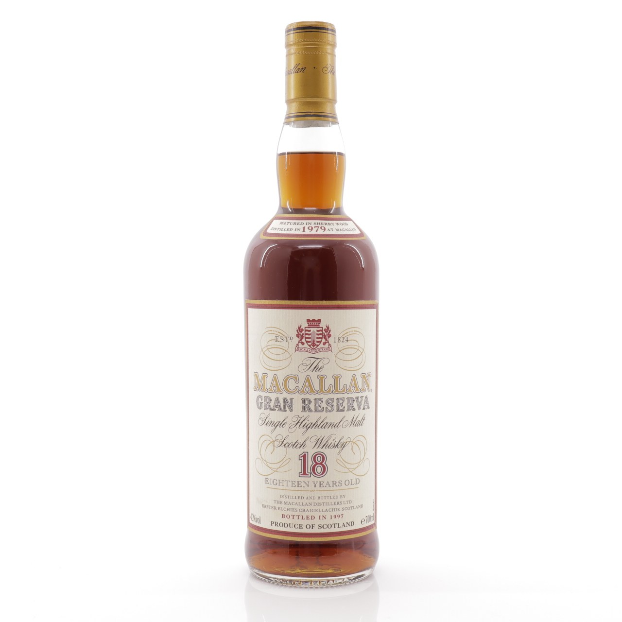 the macallan 麦卡伦18年1979紫钻苏格兰单一麦芽威士忌700ml裸瓶