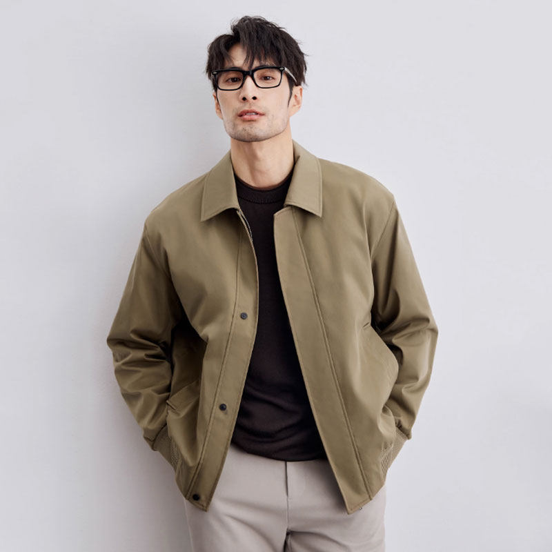 仓树一石轻奢商务翻领行政夹克外套男2024秋季新款高级感休闲男装