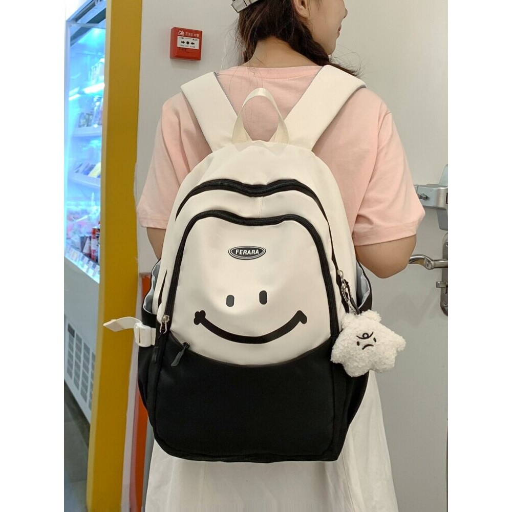 法国Fad Sincgo笑脸书包可爱中学生大学生校园风高颜值双肩包女